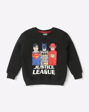 justice-league print round-neck sweatshirt
