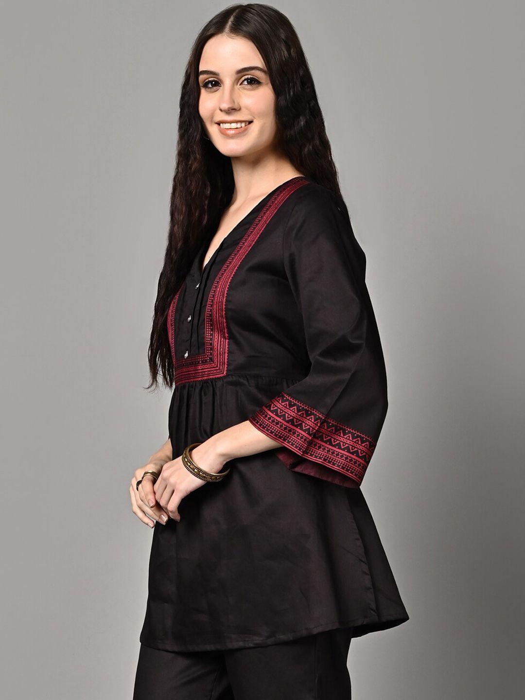 justin whyte ethnic motifs printed pure cotton donna border a-line kurti with palazzo