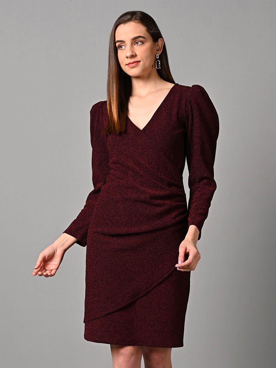 justin whyte puff sleeve sheath dress