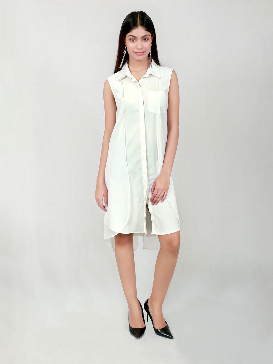 justin whyte shirt collar sleeveless gathered a-line dress