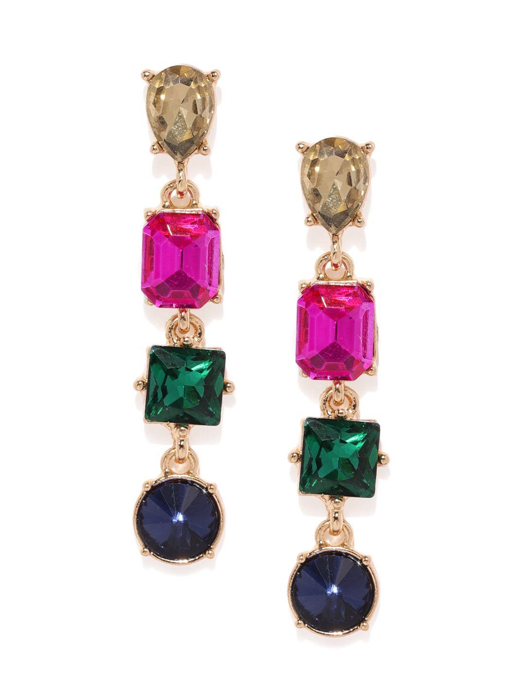 justpeachy multicoloured geometric drop earrings