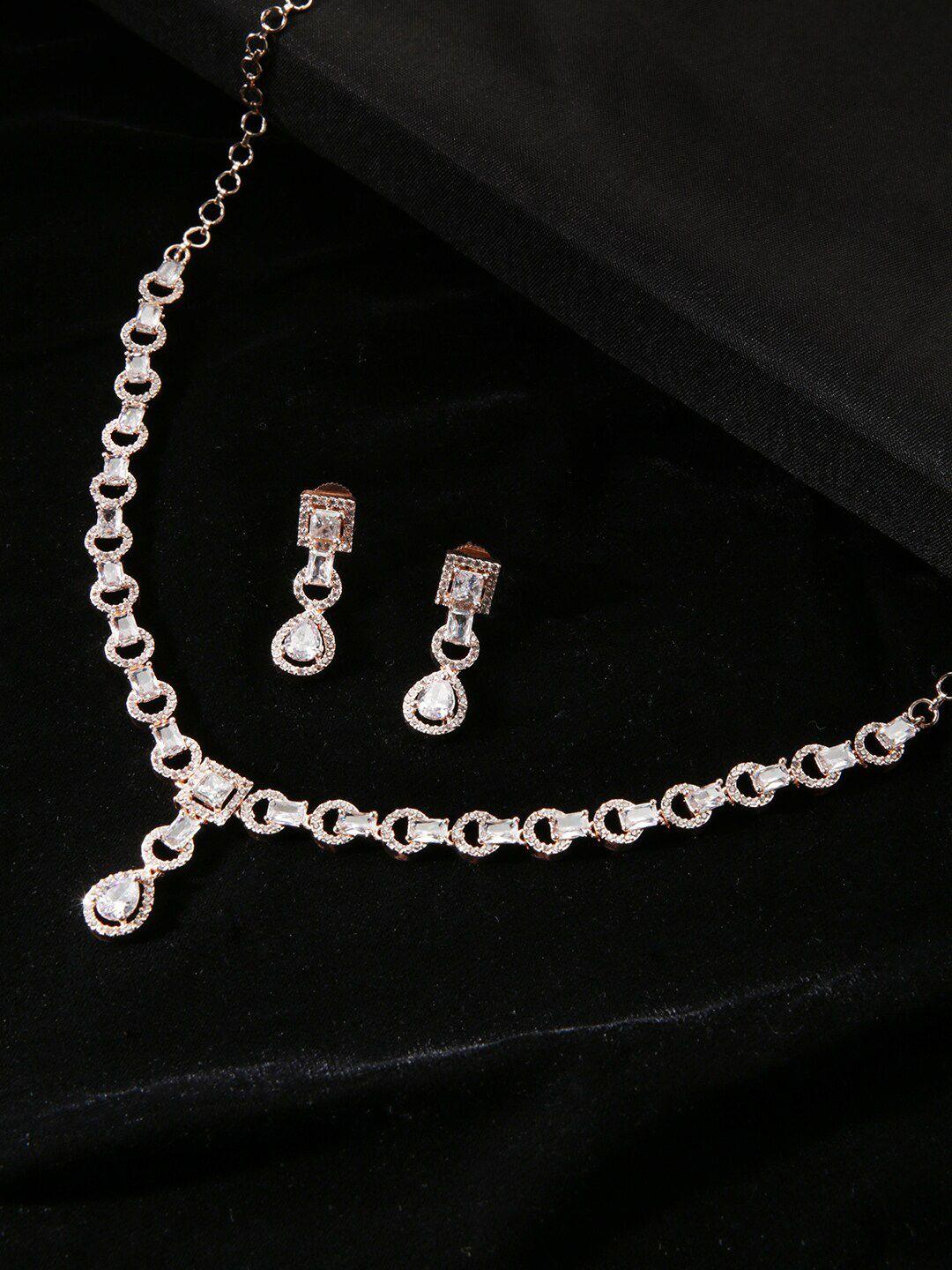 justpeachy rose gold-plated ad-studded jewellery set