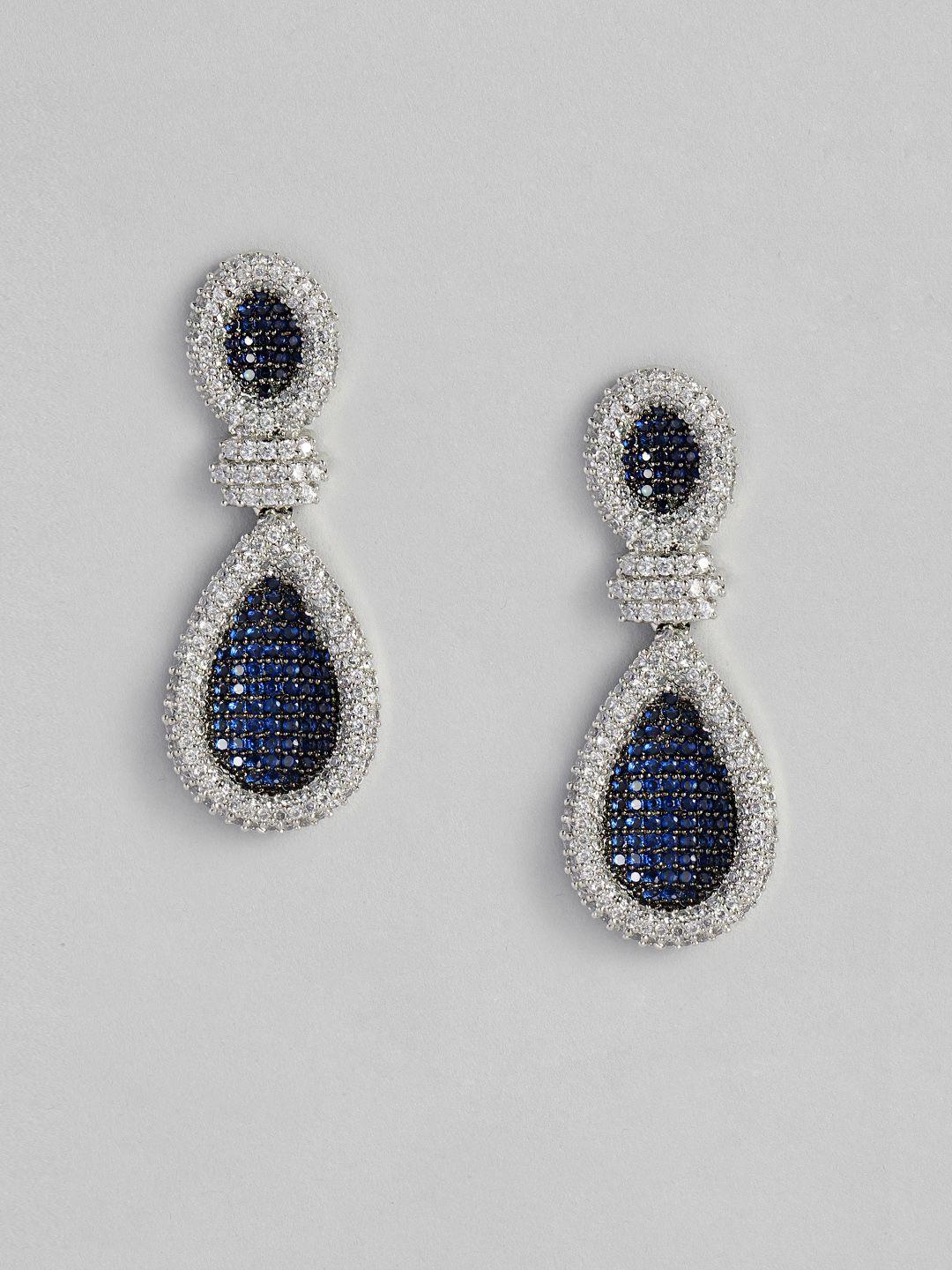 justpeachy blue & white cz oval drop earrings