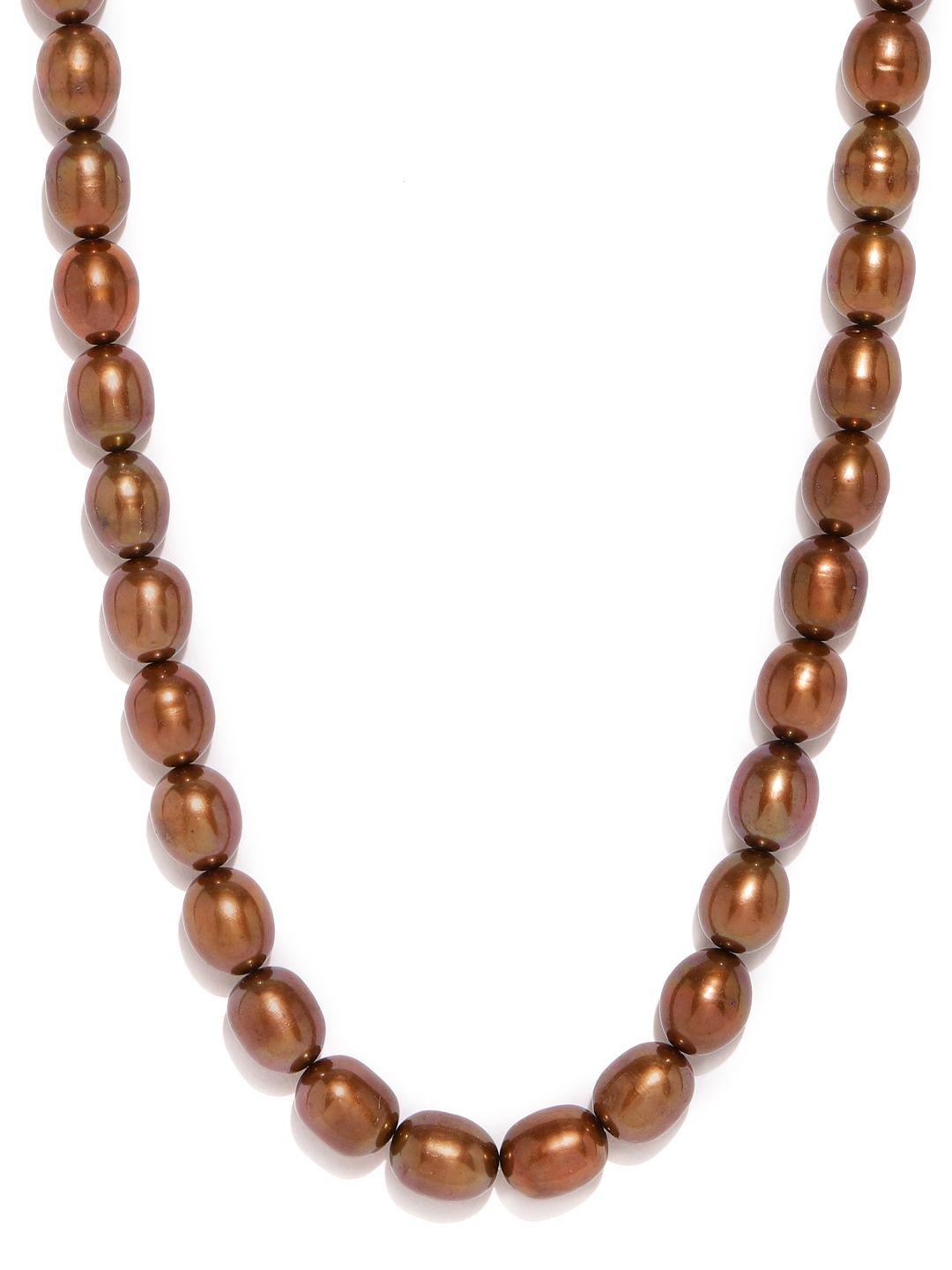 justpeachy brown oval shaped pearl necklace