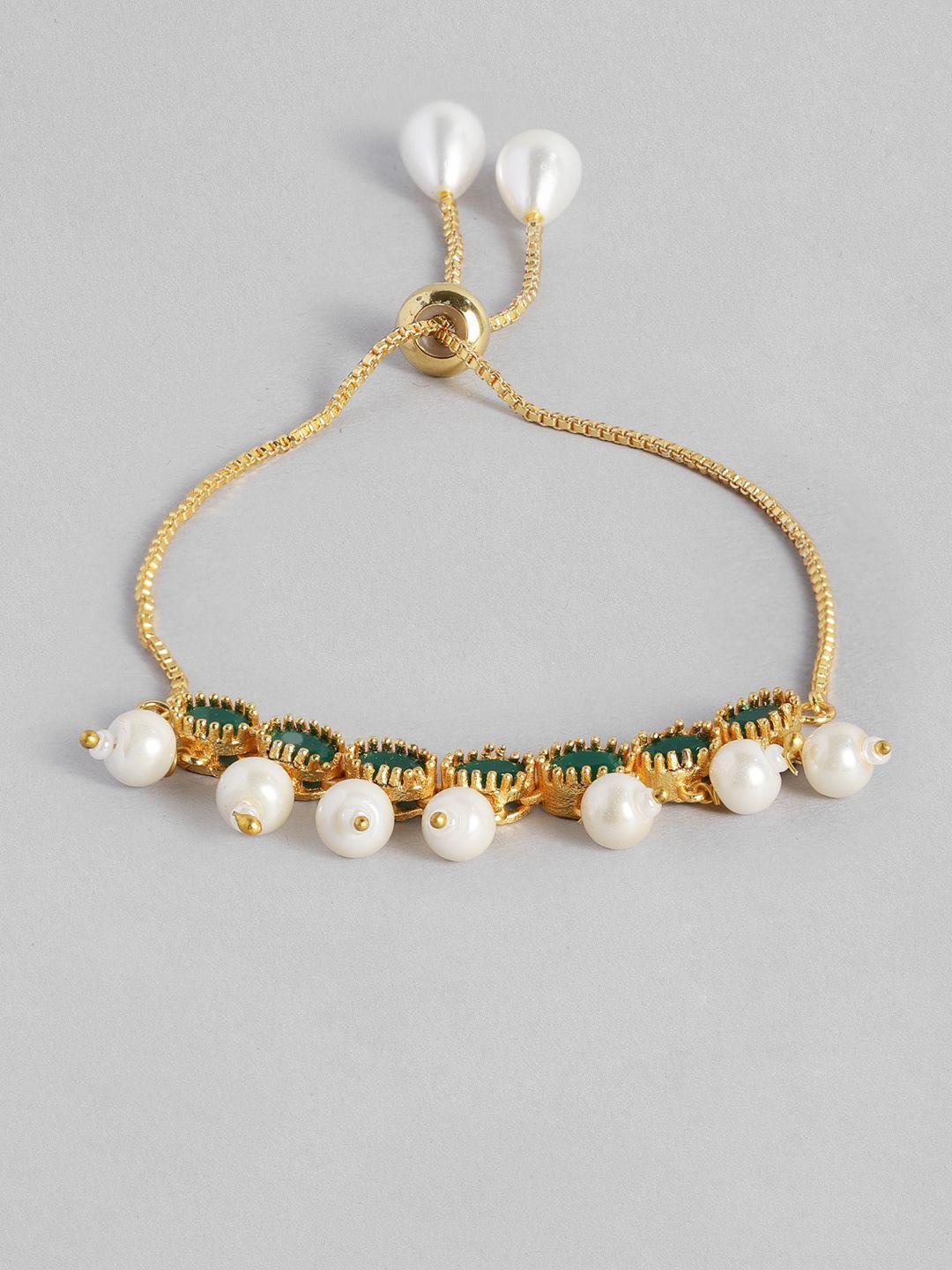 justpeachy gold-plated & white charm bracelet