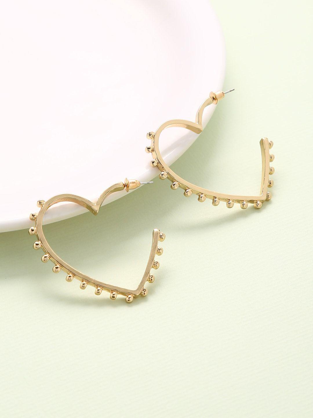 justpeachy gold-plated heart shaped half hoop earrings