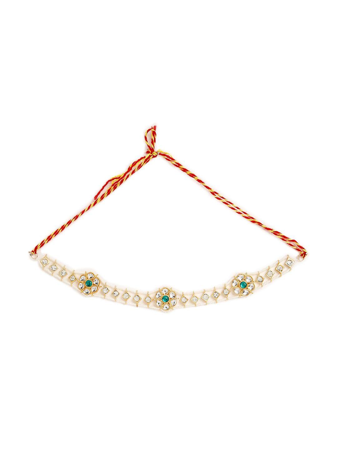 justpeachy gold-plated kundan-studded & beaded sheeshphool