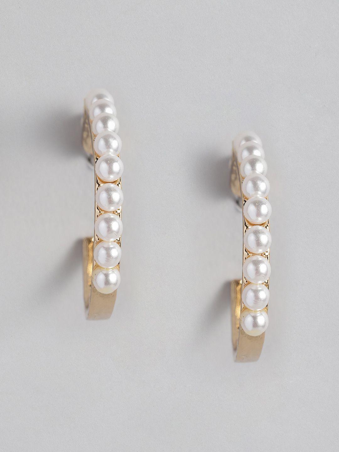 justpeachy gold-plated pearl circular half hoop earrings