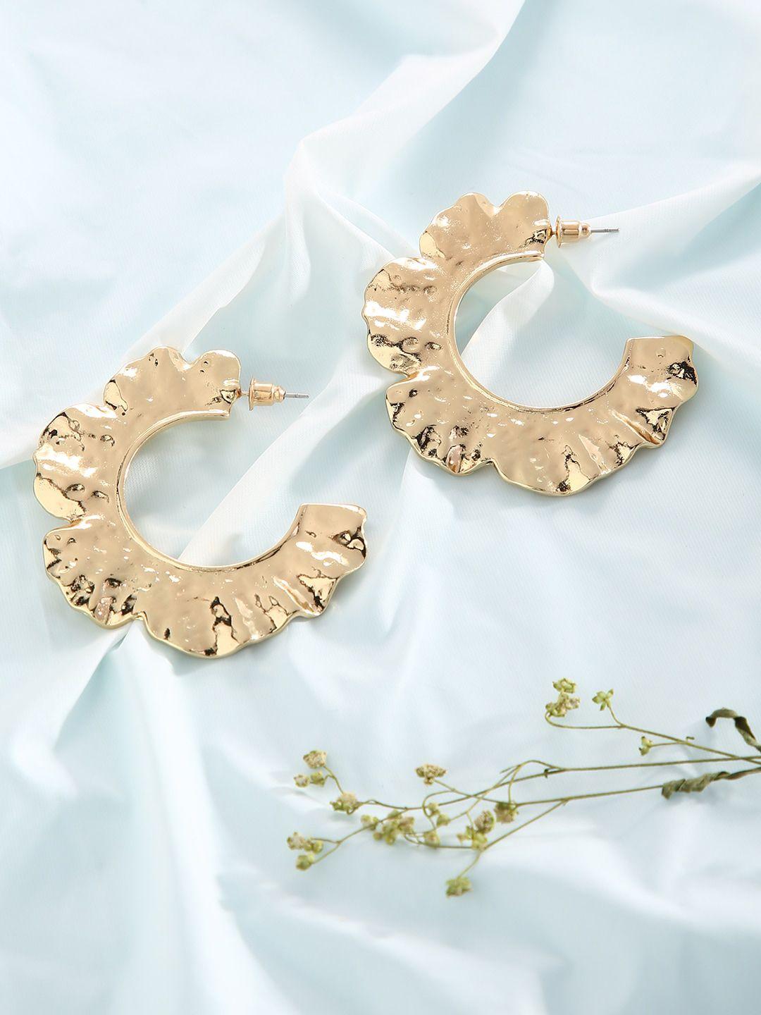 justpeachy gold-toned contemporary half hoop earrings
