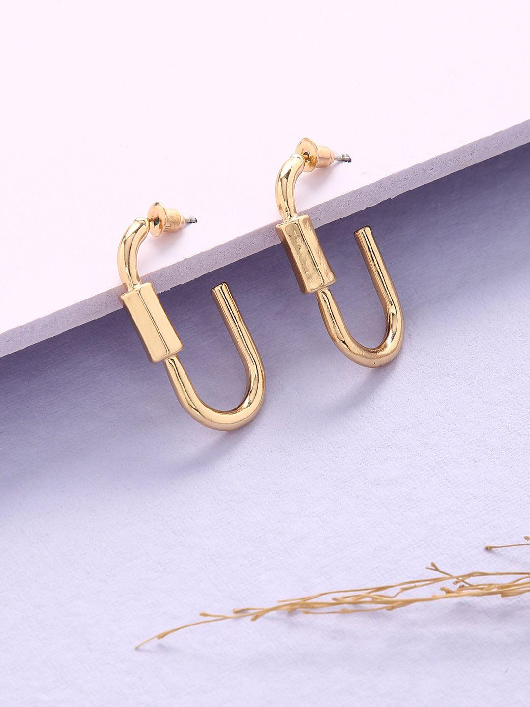 justpeachy gold-toned contemporary half hoop earrings