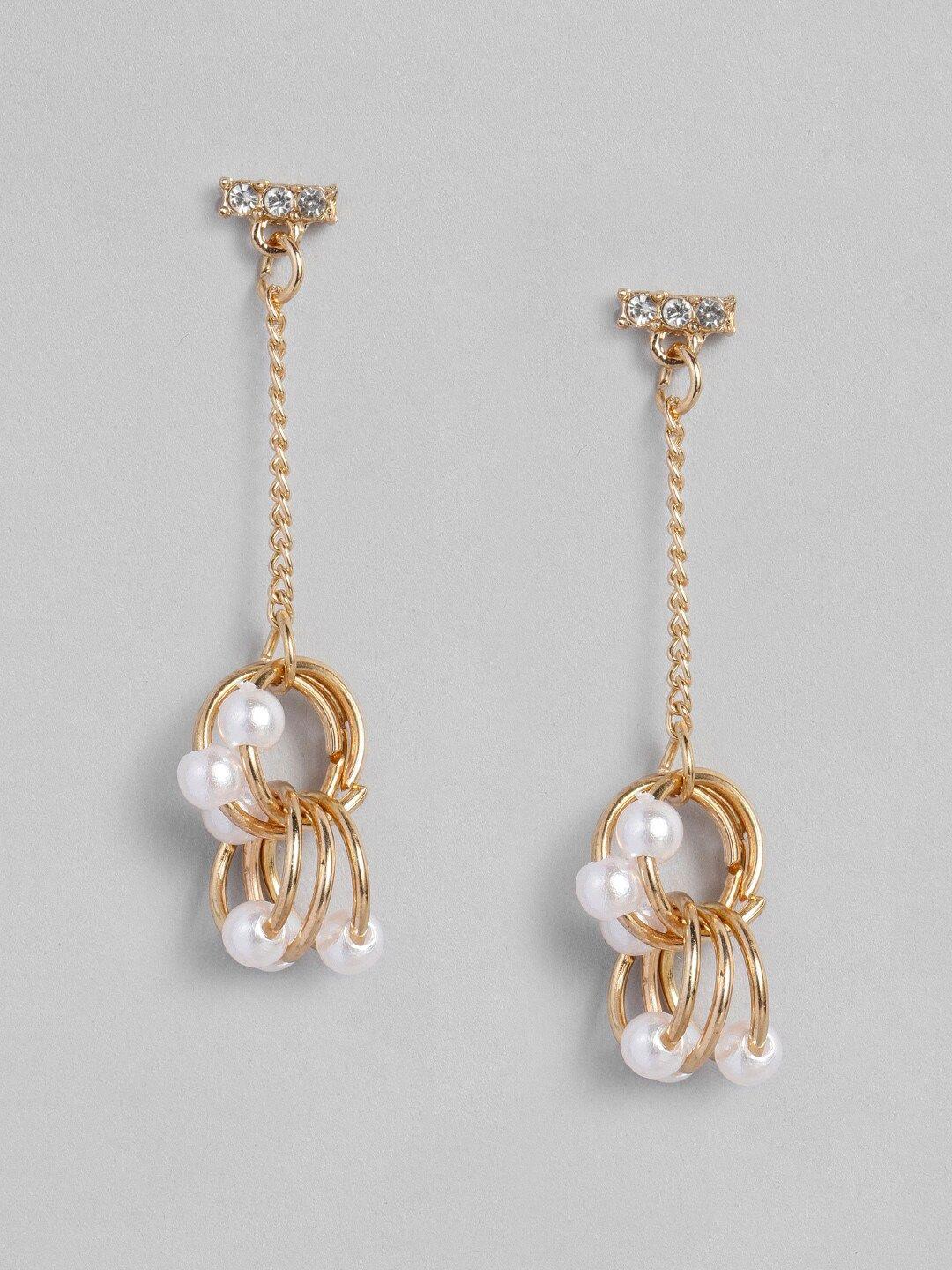 justpeachy gold-toned gold plated contemporary drop earrings