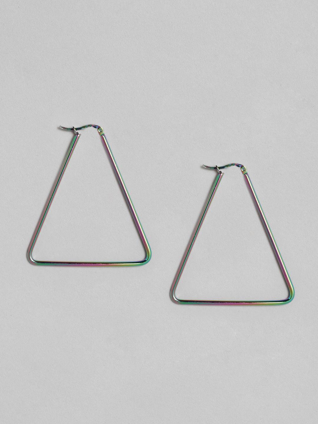 justpeachy multicoloured triangular hoop earrings