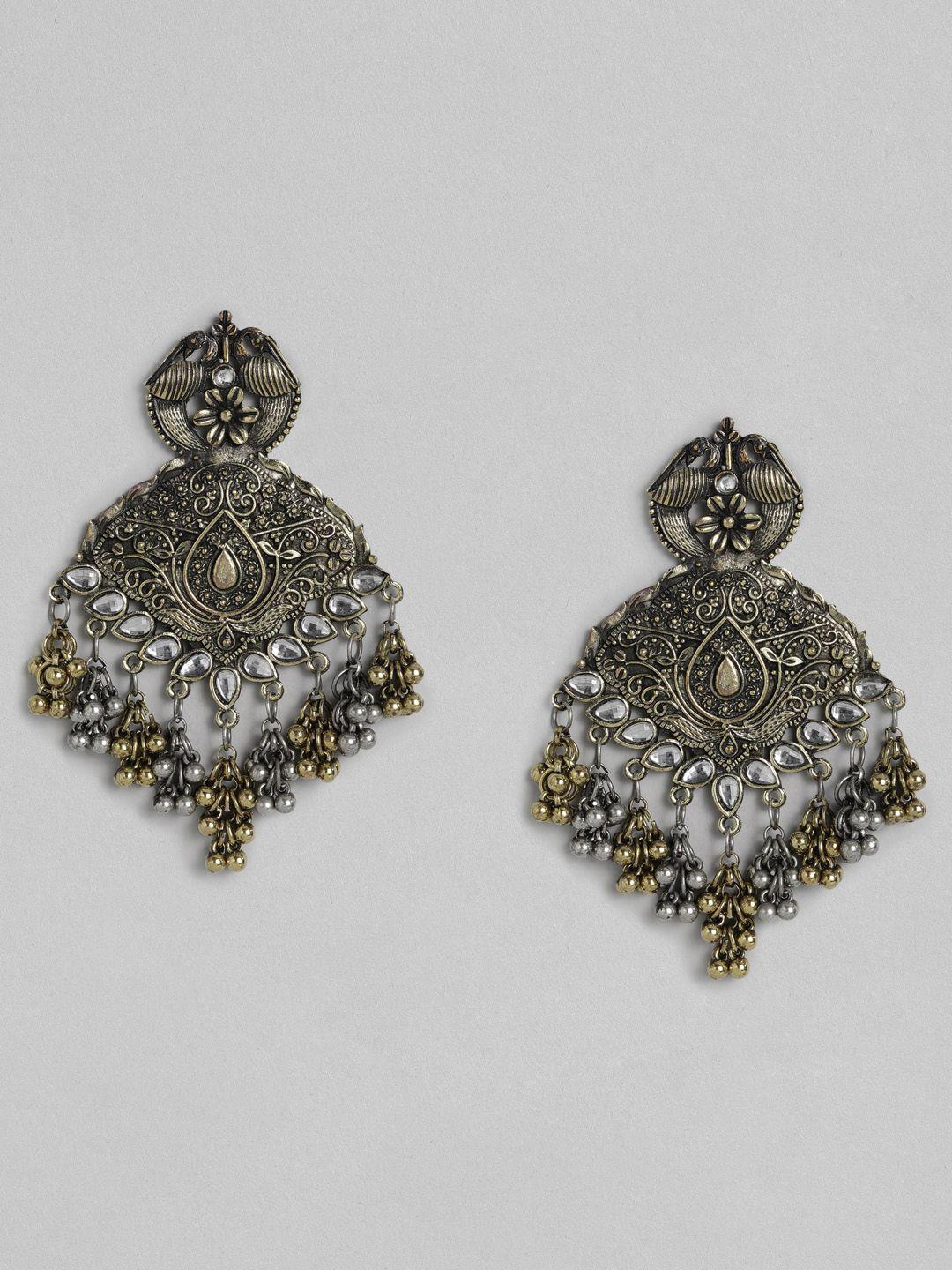 justpeachy oxidised silver-plated & gold-toned classic drop earrings