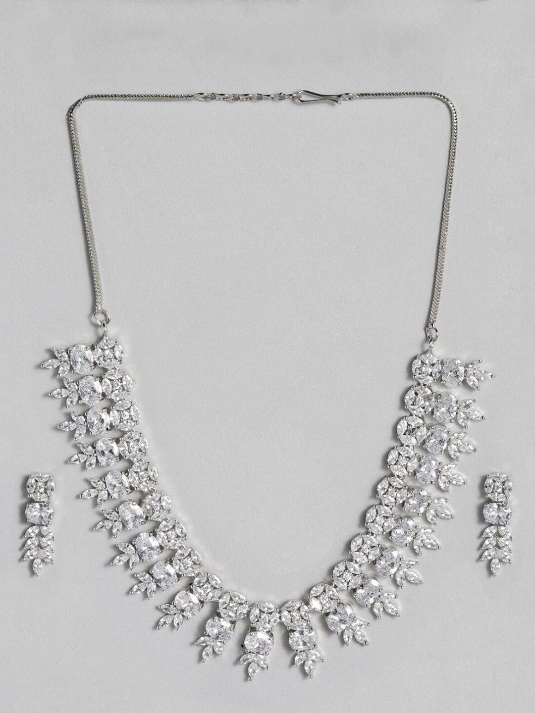 justpeachy rhodium-plated ad-studded jewellery set