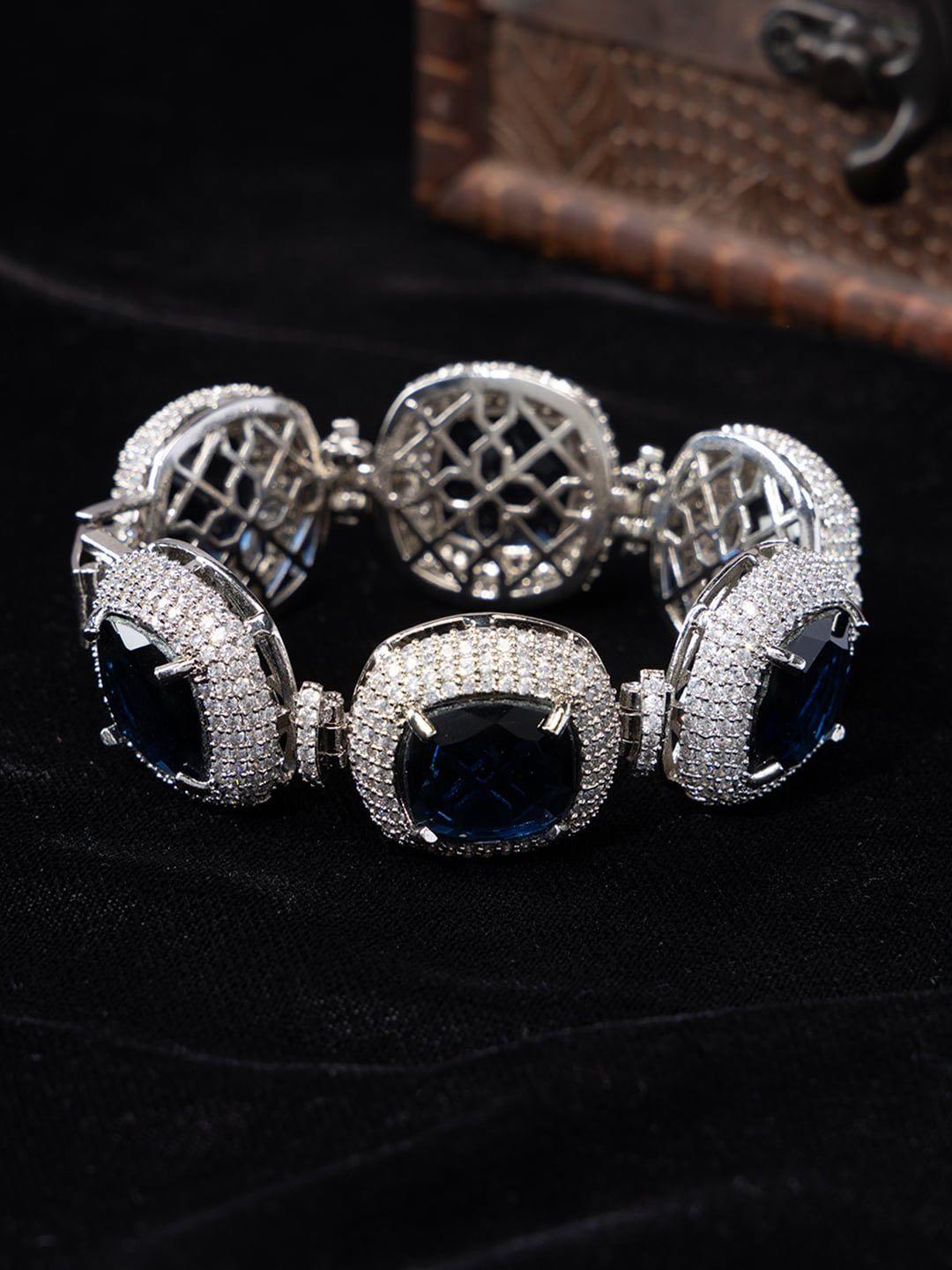 justpeachy rhodium-plated brass american diamond link bracelet