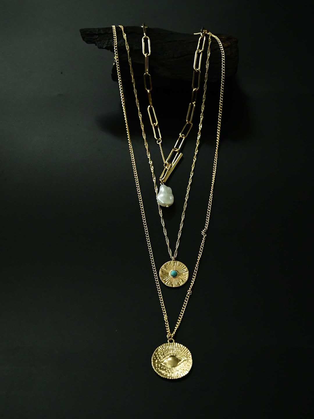justpeachy set of 2 gold-plated necklaces