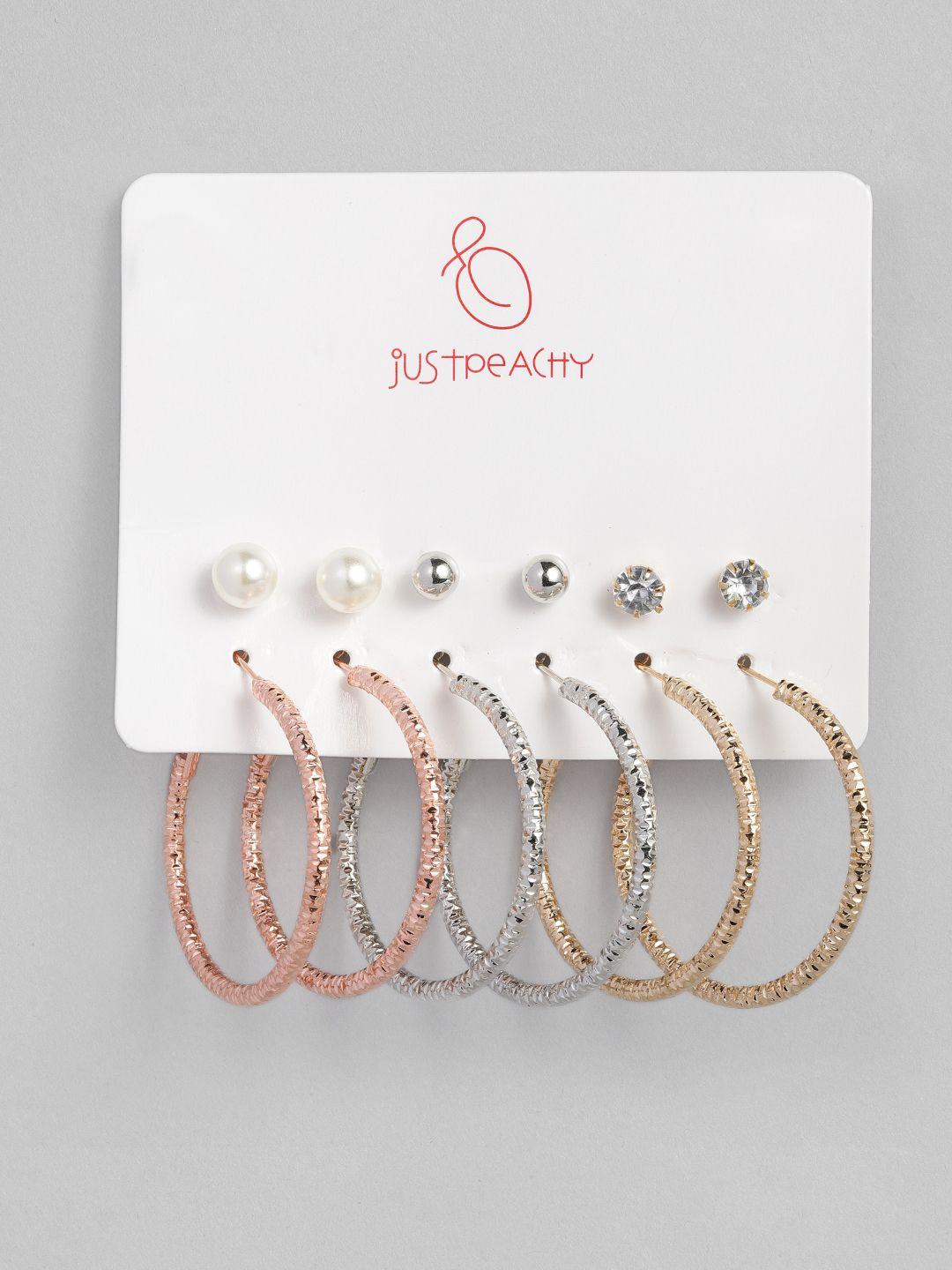 justpeachy set of 3 studs & 3 hoop earrings