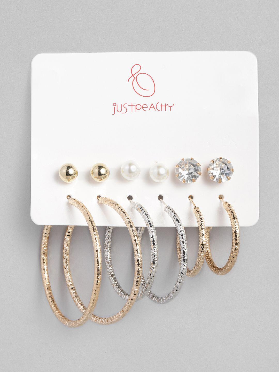 justpeachy set of 6 gold-plated earrings