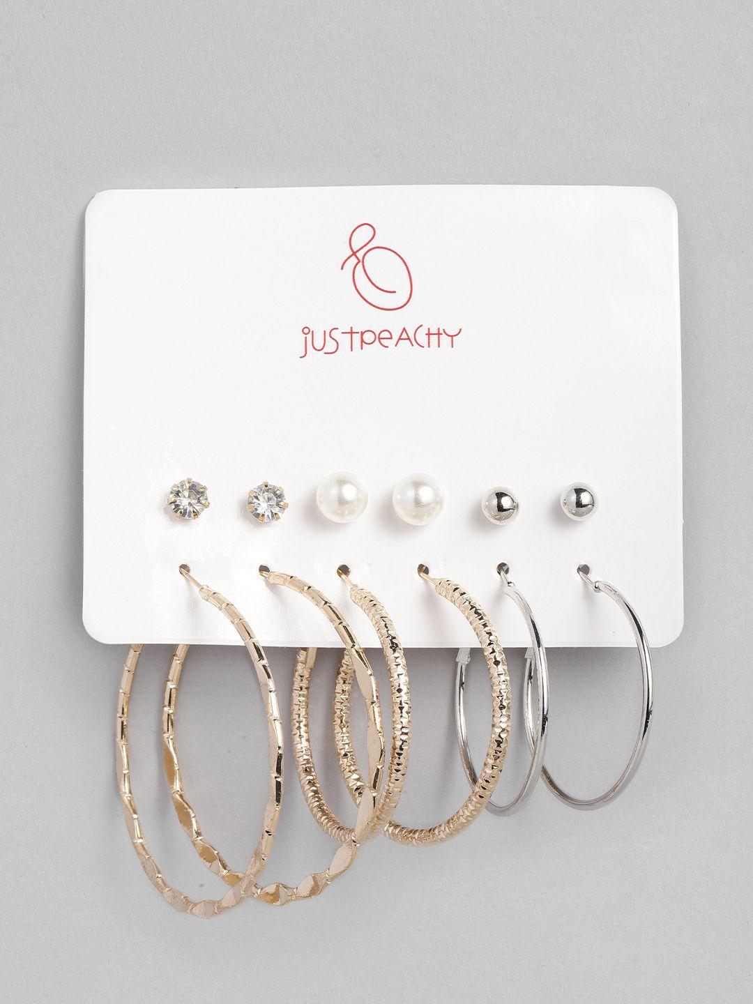 justpeachy set of 6 gold-plated earrings