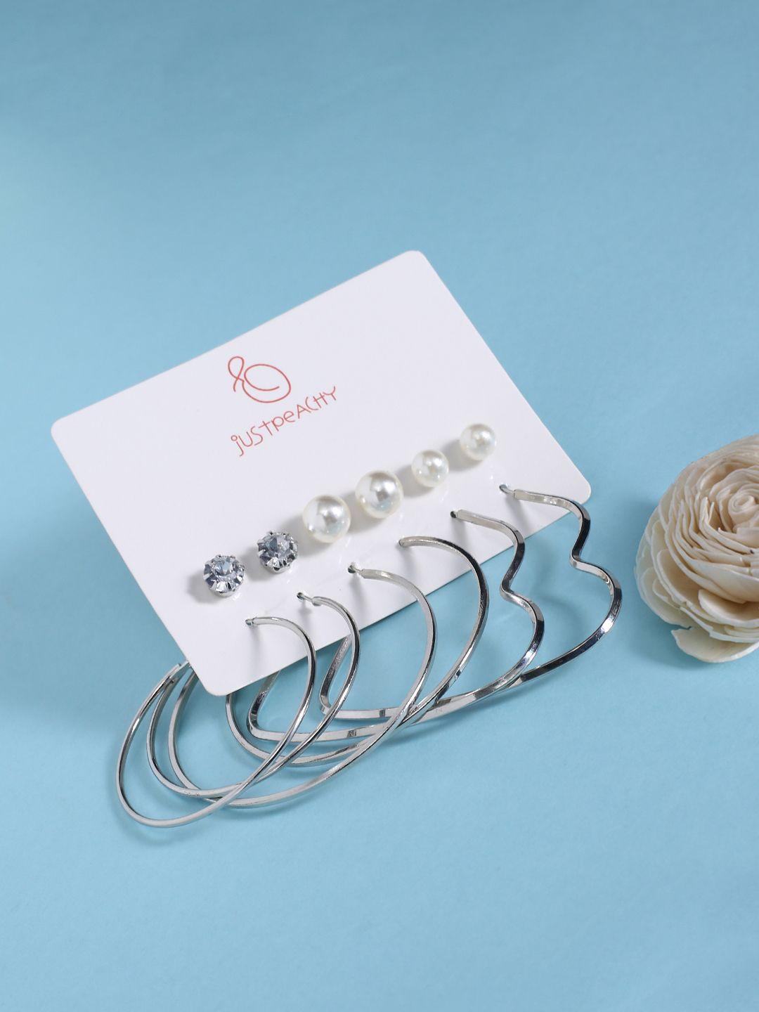 justpeachy set of 6 silver-plated earrings