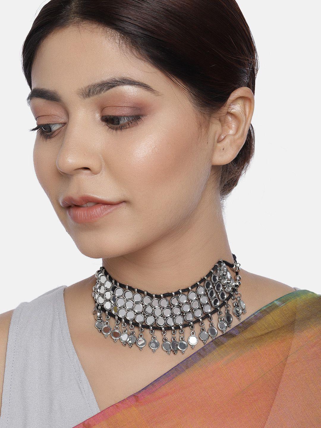 justpeachy silver-plated mirror choker necklace