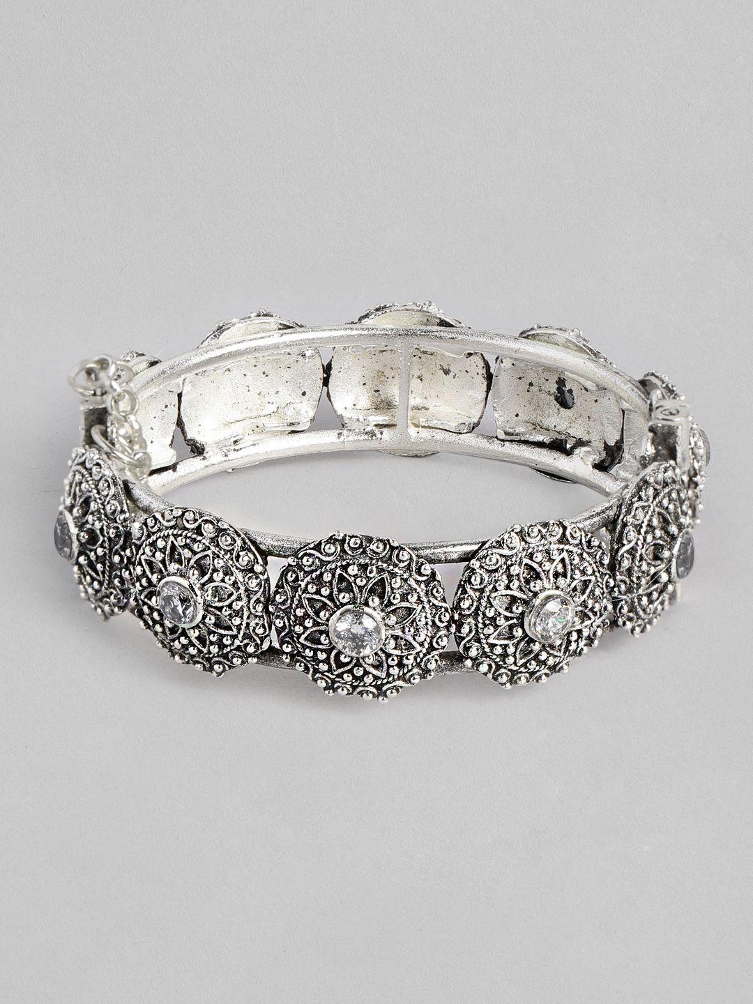 justpeachy silver-plated oxidised bangle-style bracelet
