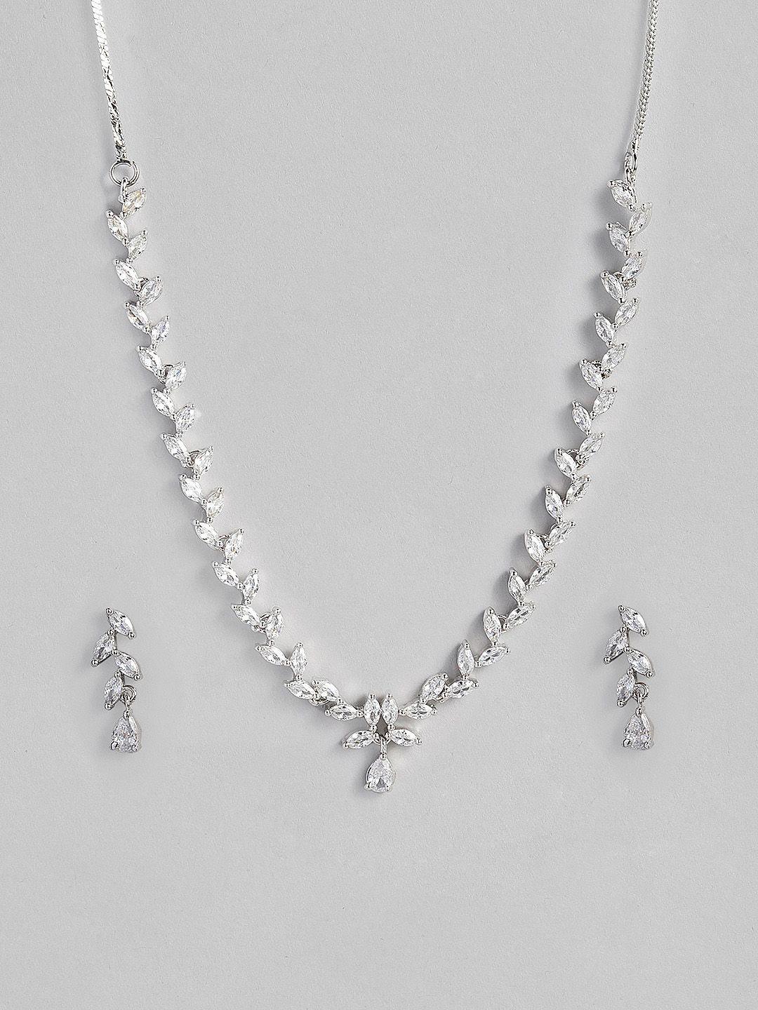 justpeachy silver-plated stone studded jewellery set