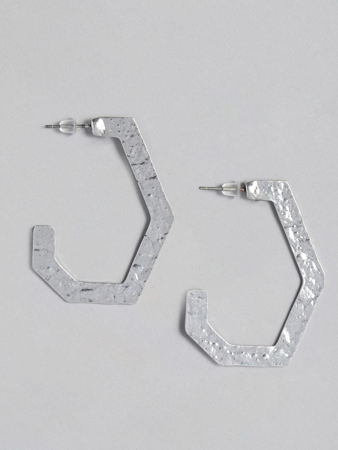 justpeachy silver-toned quirky hoop earrings