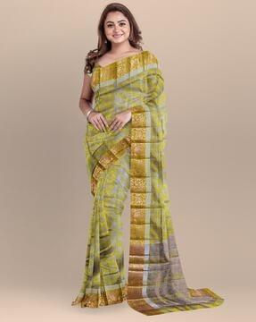 jute cotton saree with woven motifs