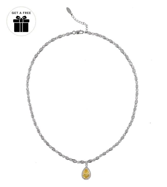 juwelina paris hearts on fire aurelie white & yellow sterling silver classic necklace