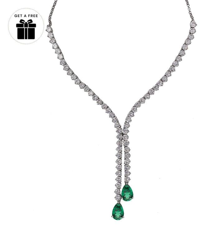 juwelina paris hearts on fire fernie verts white & green sterling silver classic necklace