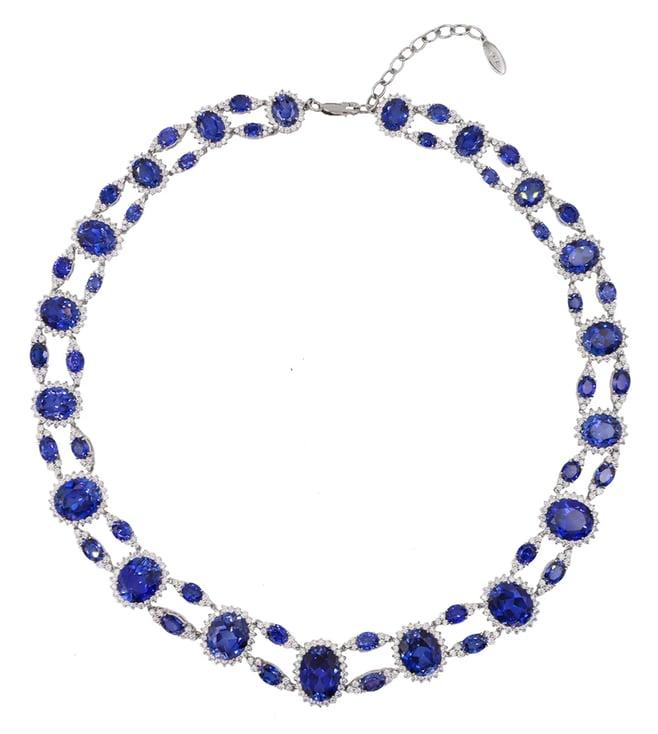 juwelina paris hearts on fire prima donna white & blue sterling silver classic necklace