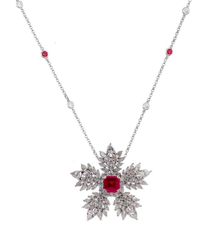 juwelina paris hearts on fire rouge noel white & red sterling silver classic necklace