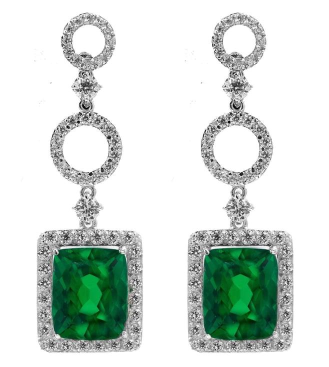 juwelina paris hearts on fire rubain green sterling silver dangler earrings