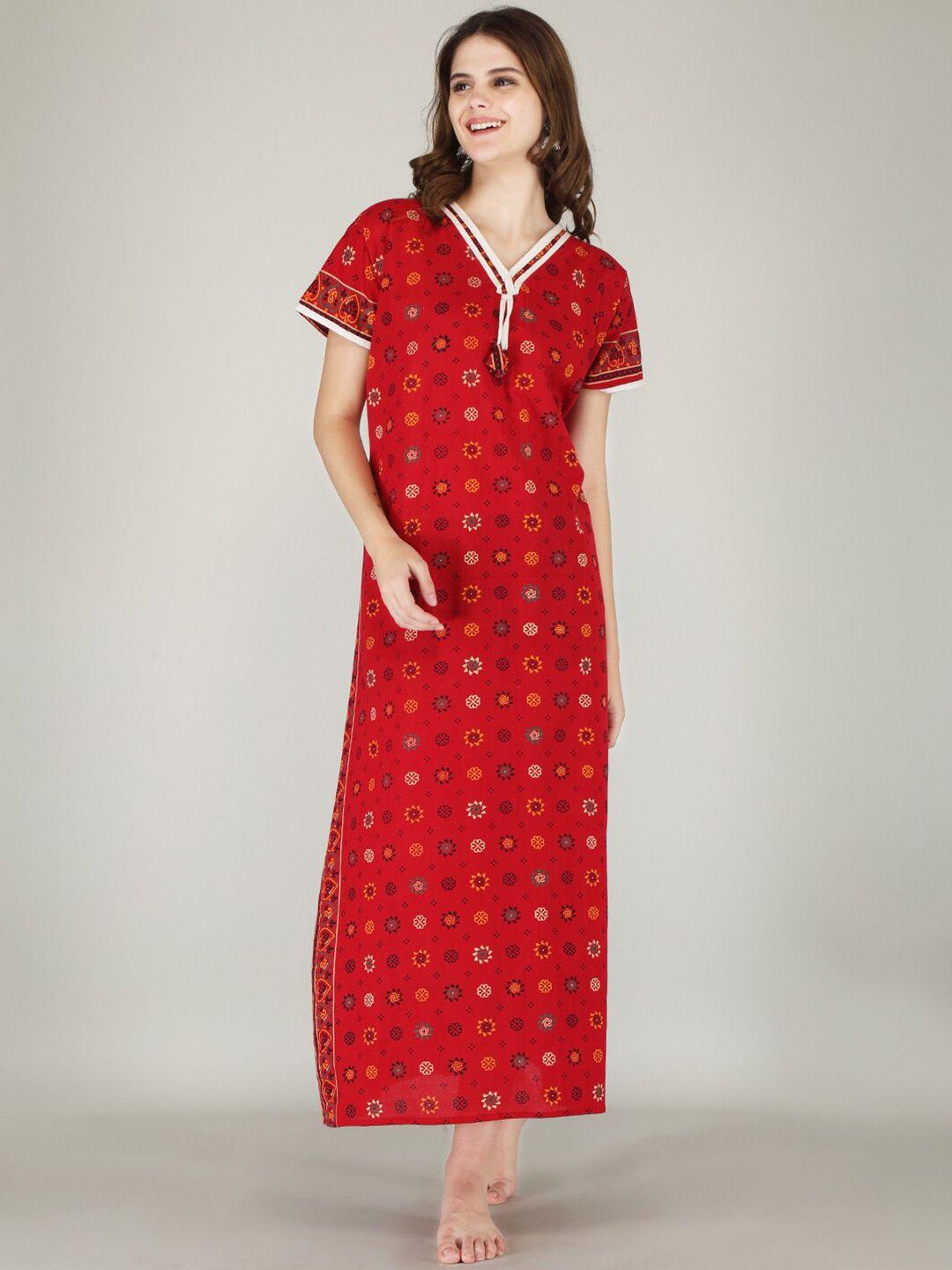 jvsp fashion ethnic motifs printed maxi nightdress