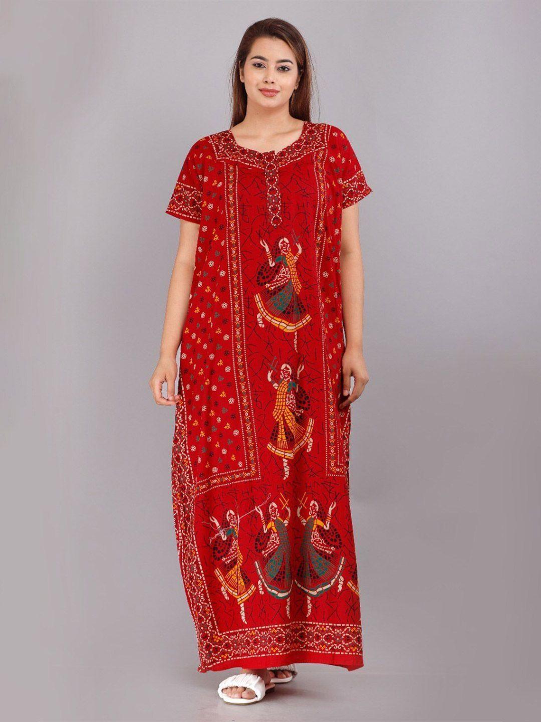 jvsp fashion red printed maxi nightdress