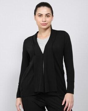 jw53 tencel lyocell elastane stretch relaxed fit full sleeve shrug with front closure buttons