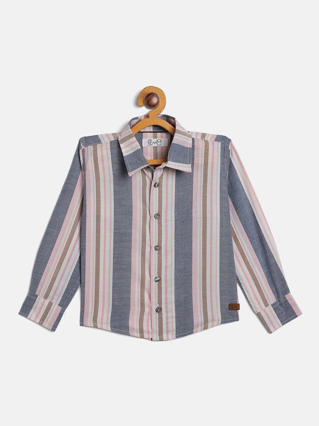 jwaaq boys relaxed fit striped cotton casual shirt