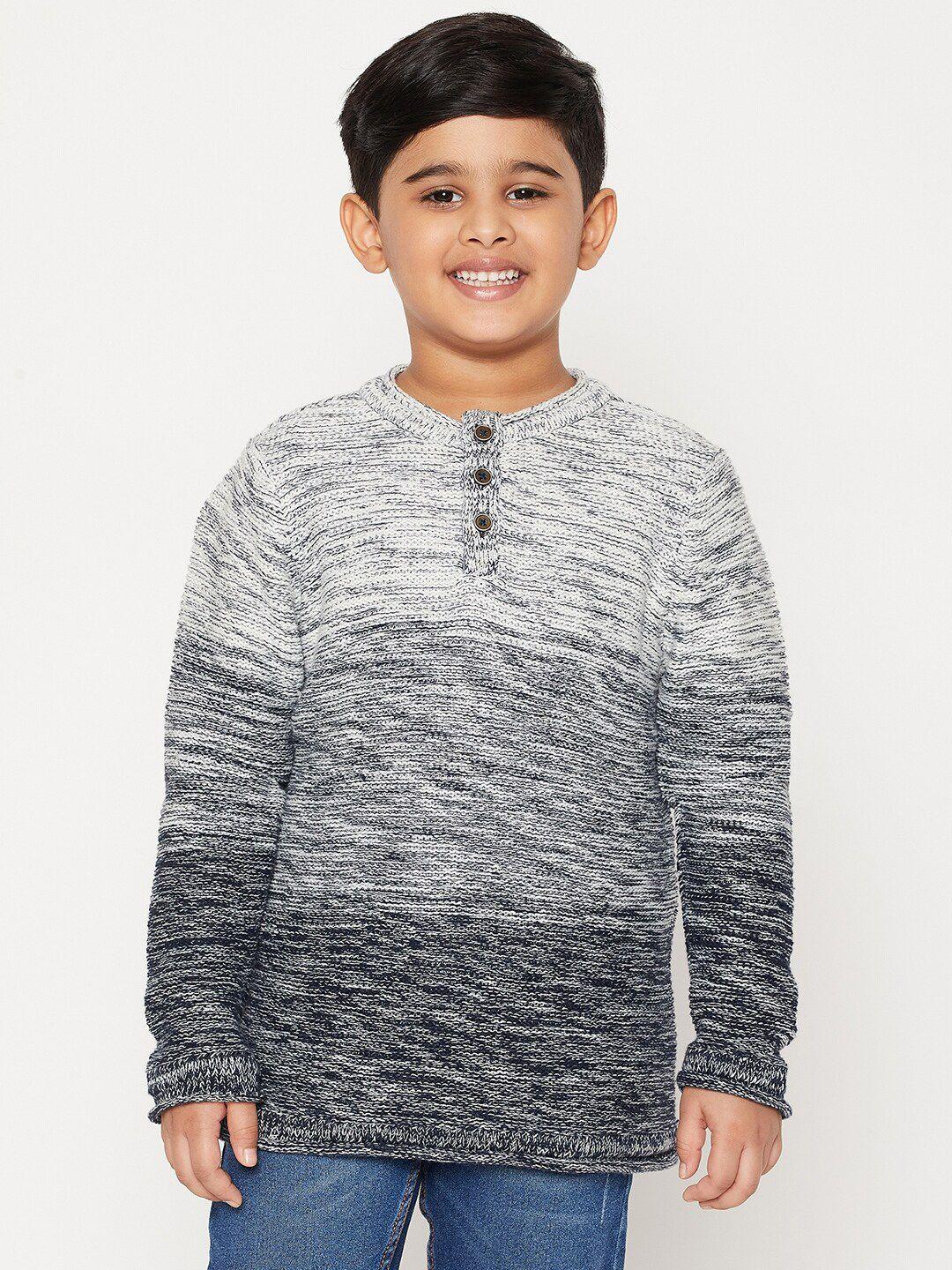 jwaaq boys white & grey ombre pullover