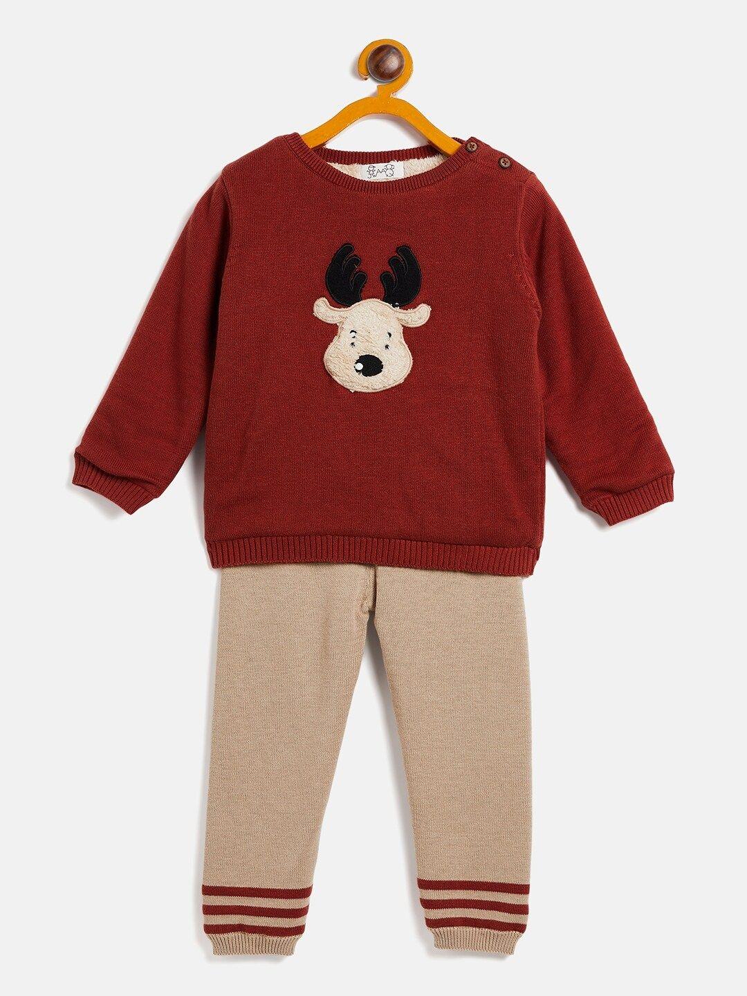 jwaaq kids applique pure cotton sweatshirt with pyjamas
