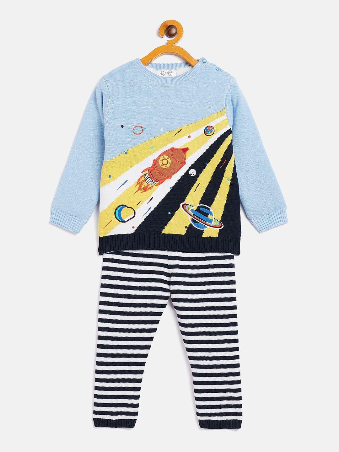 jwaaq unisex kids multicoloured printed top with pyjamas