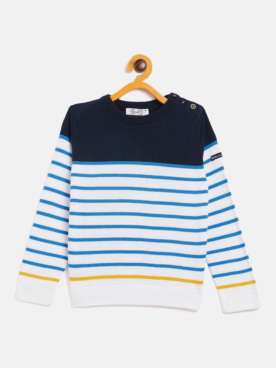 jwaaq unisex kids navy blue & black striped pullover