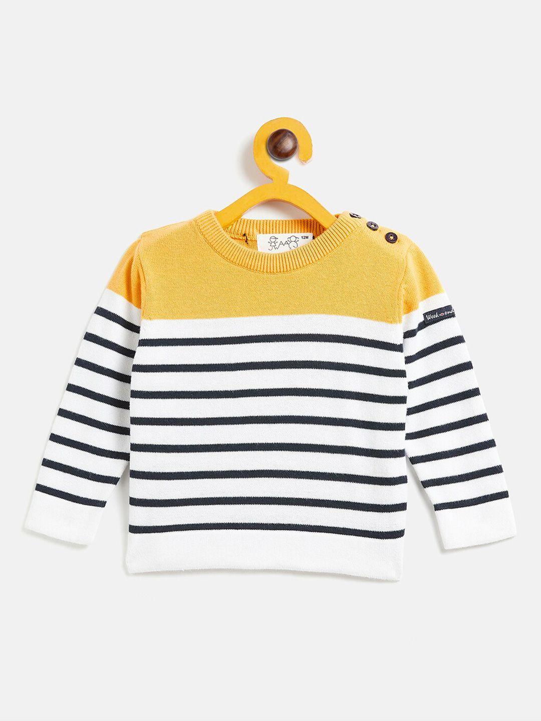 jwaaq unisex kids yellow & white striped pullover