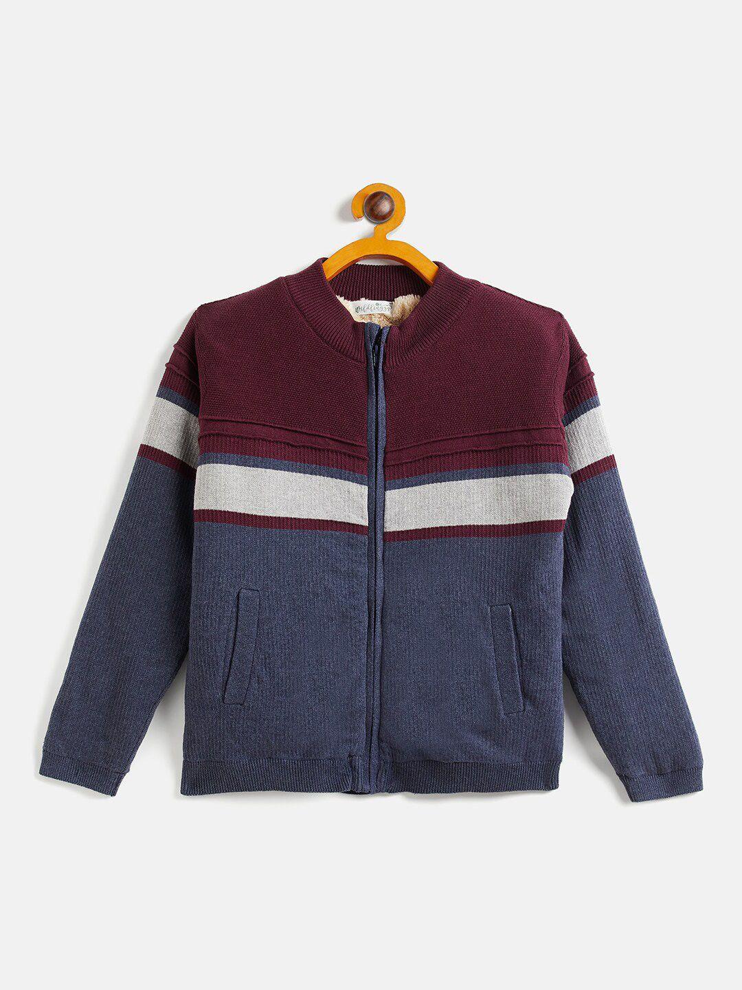 jwaaq boys colourblocked cotton front open sweater