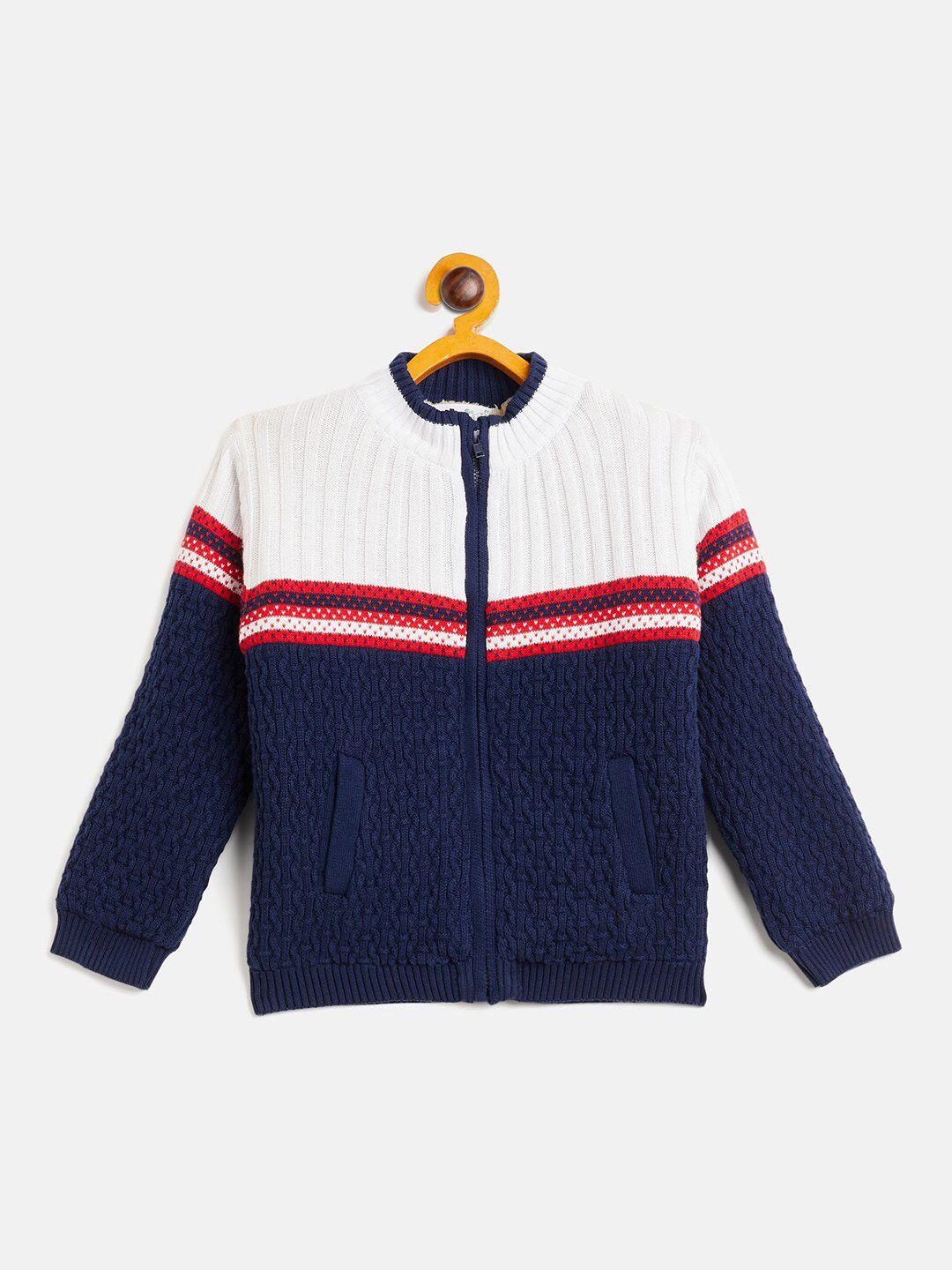 jwaaq boys colourblocked cotton front open sweater