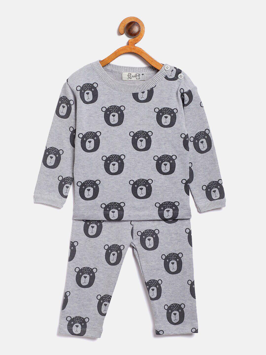 jwaaq kids grey & black pure wool printed top with leggings