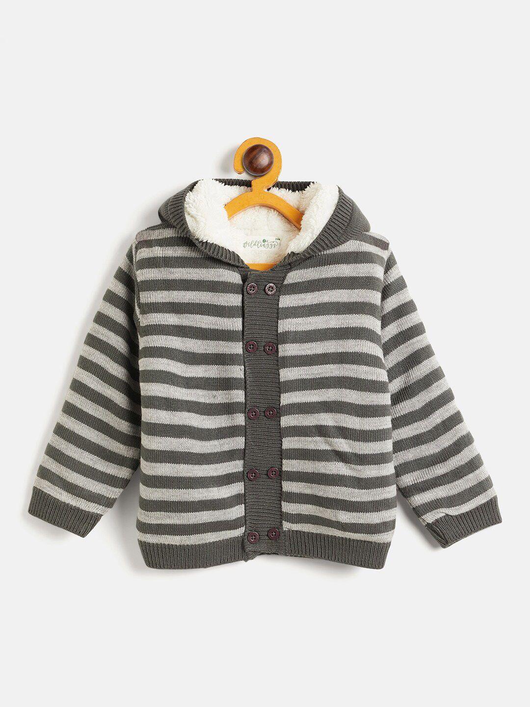 jwaaq kids striped hooded long sleeves cotton cardigan sweater