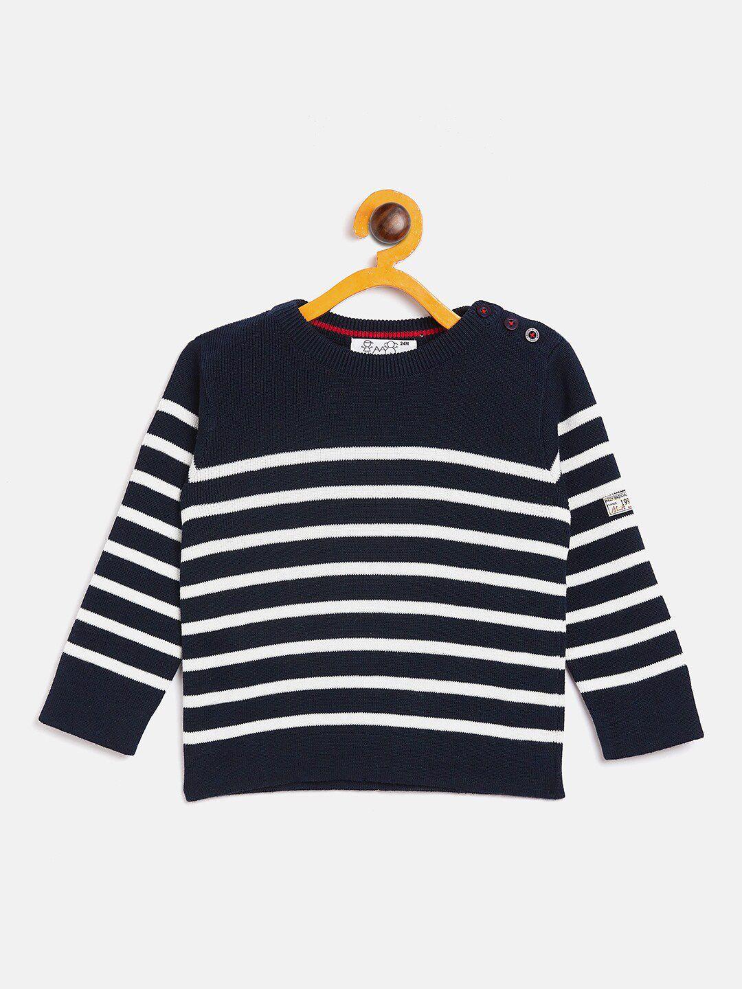 jwaaq unisex kids navy blue & white striped pullover