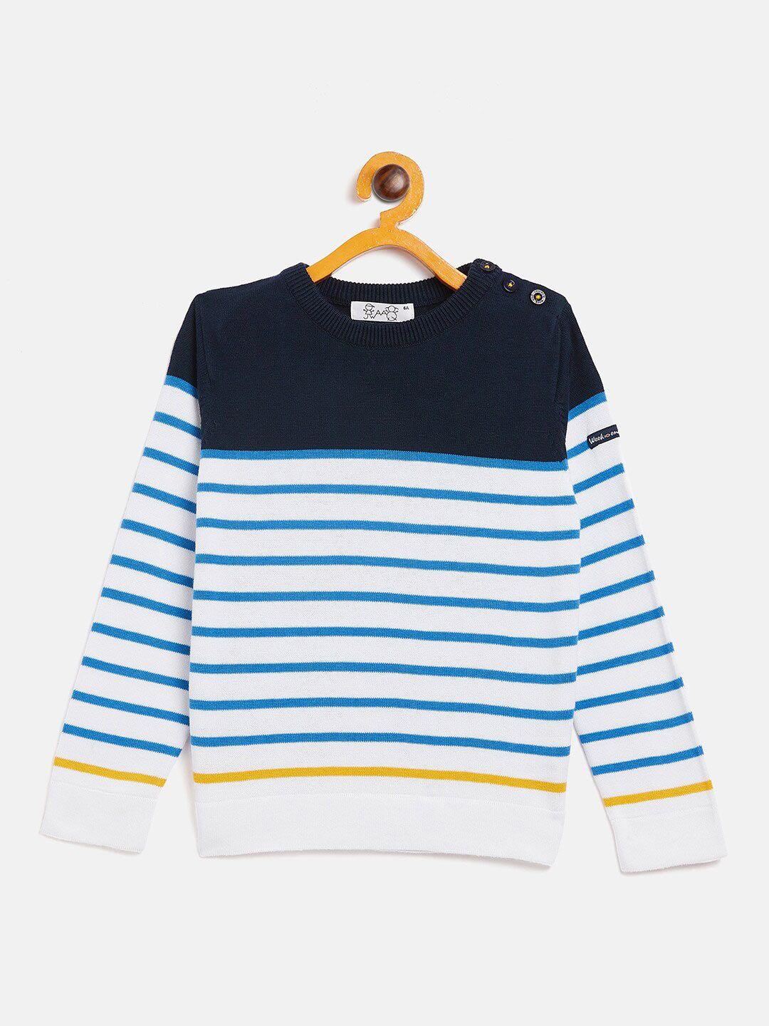 jwaaq unisex kids navy blue & white striped pullover