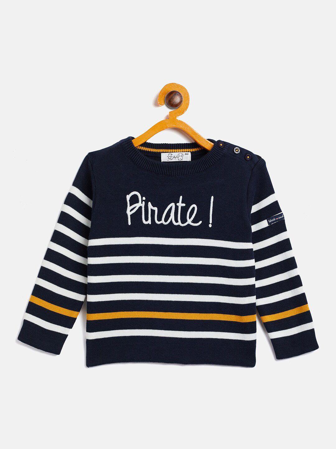 jwaaq unisex kids navy blue & white striped pullover